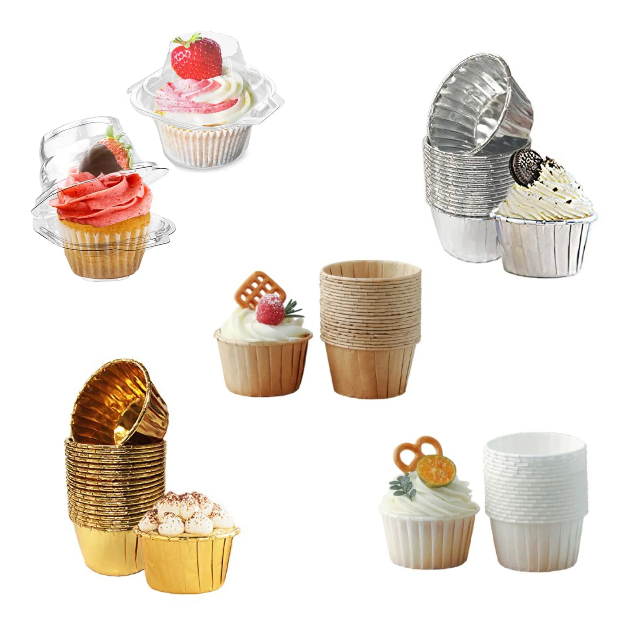 Revestimientos desechables para hornear magdalenas, revestimientos para hornear Ramekin, sartén con punta de aluminio, soportes para Ramekin, pequeñas tazas para hornear, tamaño estándar