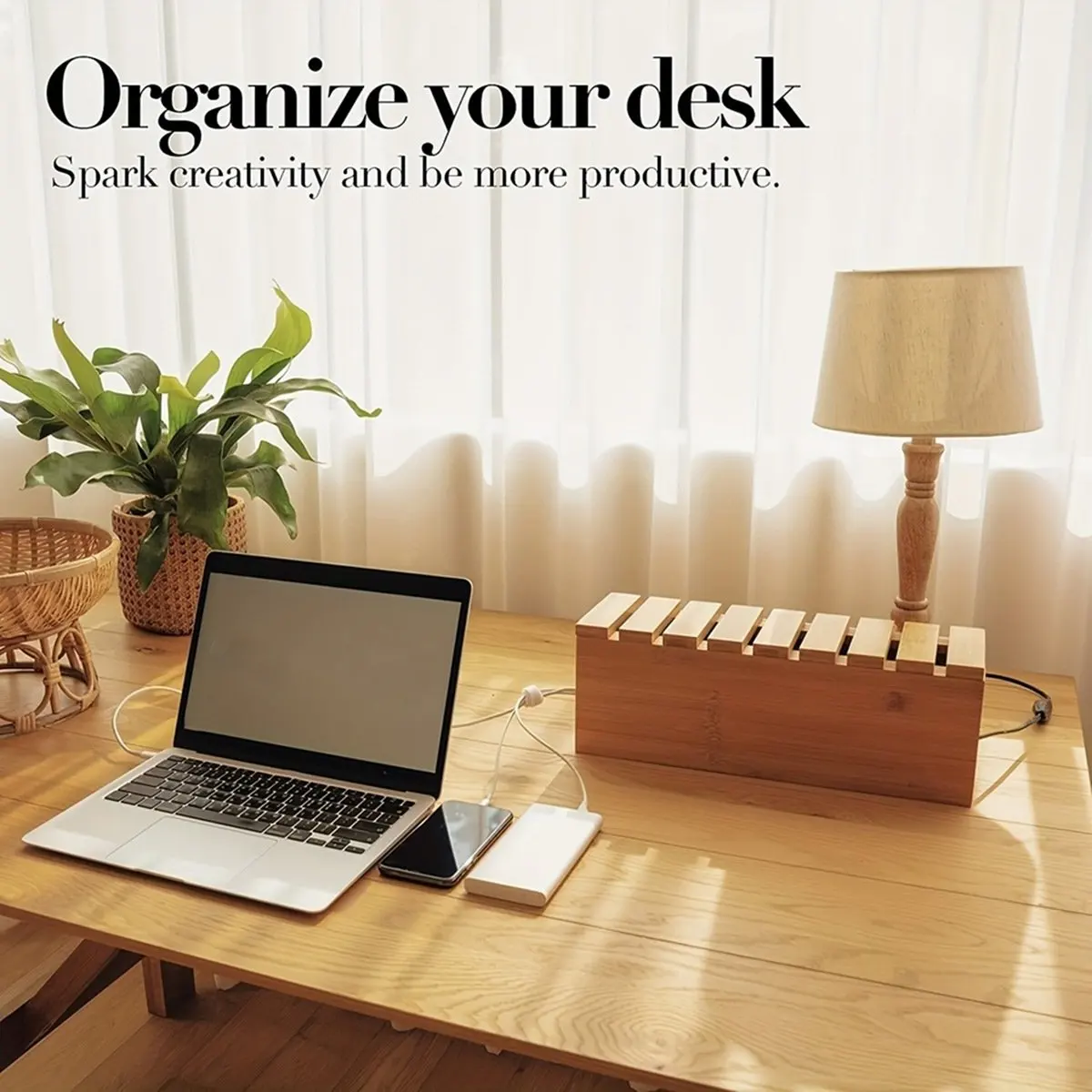 1pcs Wood Wire Storage Box, Data Cable Storage Box, Power Cable Management Sorting Box, Socket Computer Cable Rack, Box