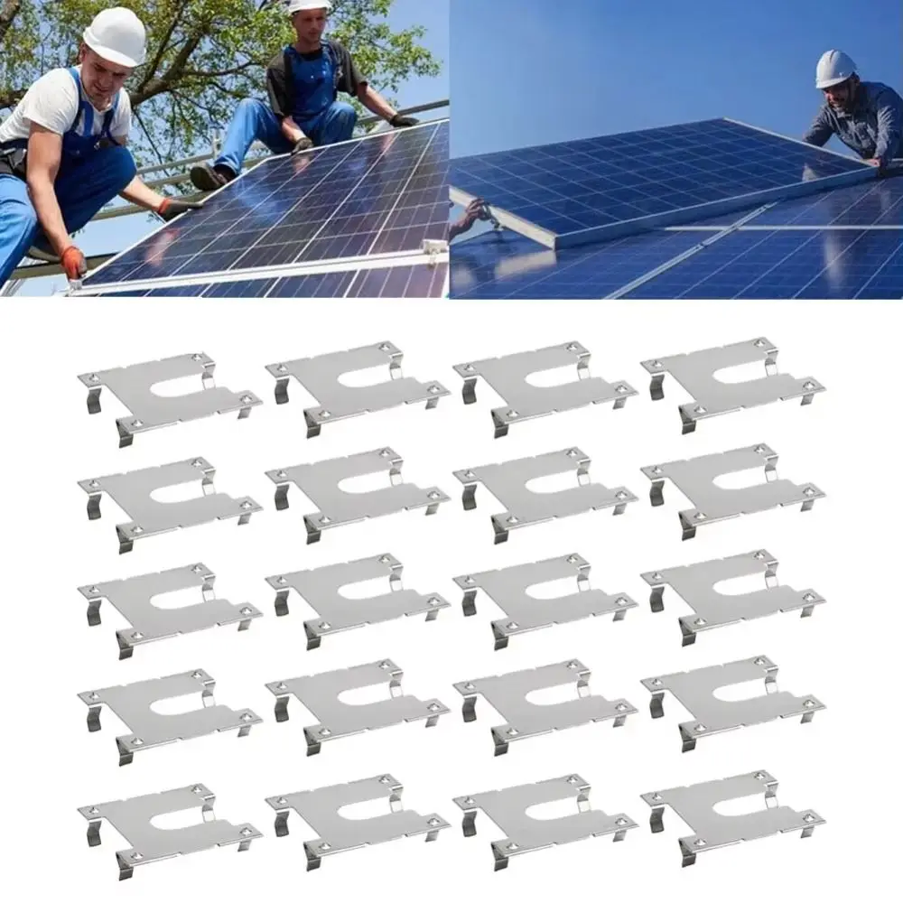 100PCS 304 Stainless Steel Solar Panel Grounding Clip High Temperature Resistant Corrosion Resistant Solar Grounding Clip Washer