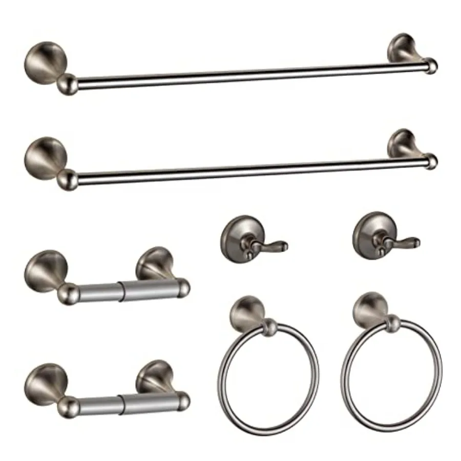 

Bathroom Hardware Set Adjustable Expandable Bath Towel Bars Bathroom Accessory Set Towel Racks 8-Pieces Wall Mount