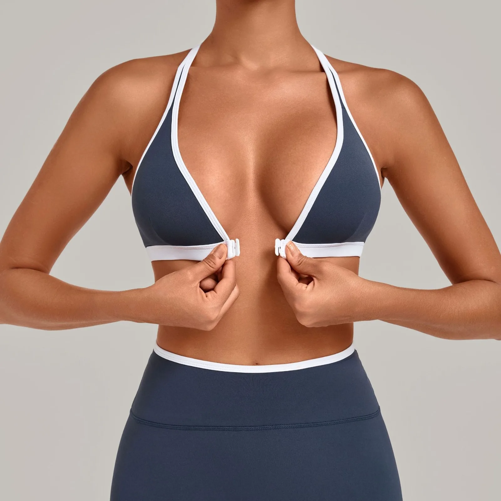 Detachable Chest Hem Yoga Bra Beautiful Back Contrasting Color Sports Bras Fitness Exercise Women's Fashionable Casual Yoga Top