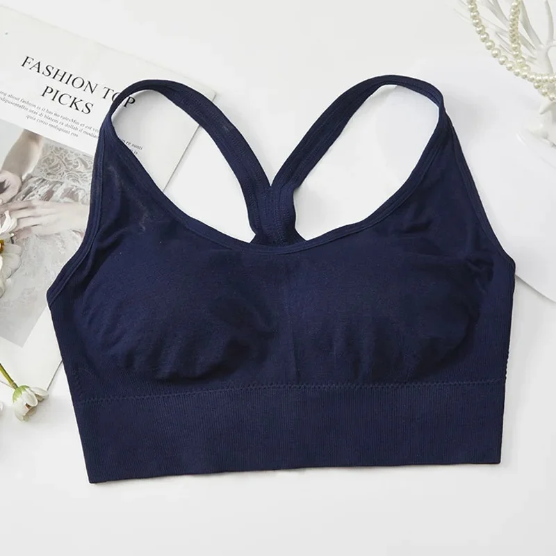 Women Sports Bra Tops Seamless Underwear Removable Pads Summer Fitness Crop Top Light Support Tank Top Camisole