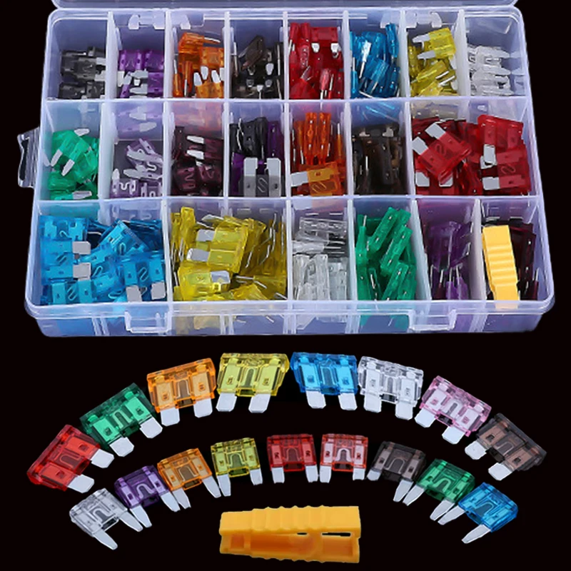 

300pcs Profile Small Medium Size Blade Type Car Fuse Assortment Set Auto Car Truck 2-40A Zinc Fuse Car Accessories with Box Clip