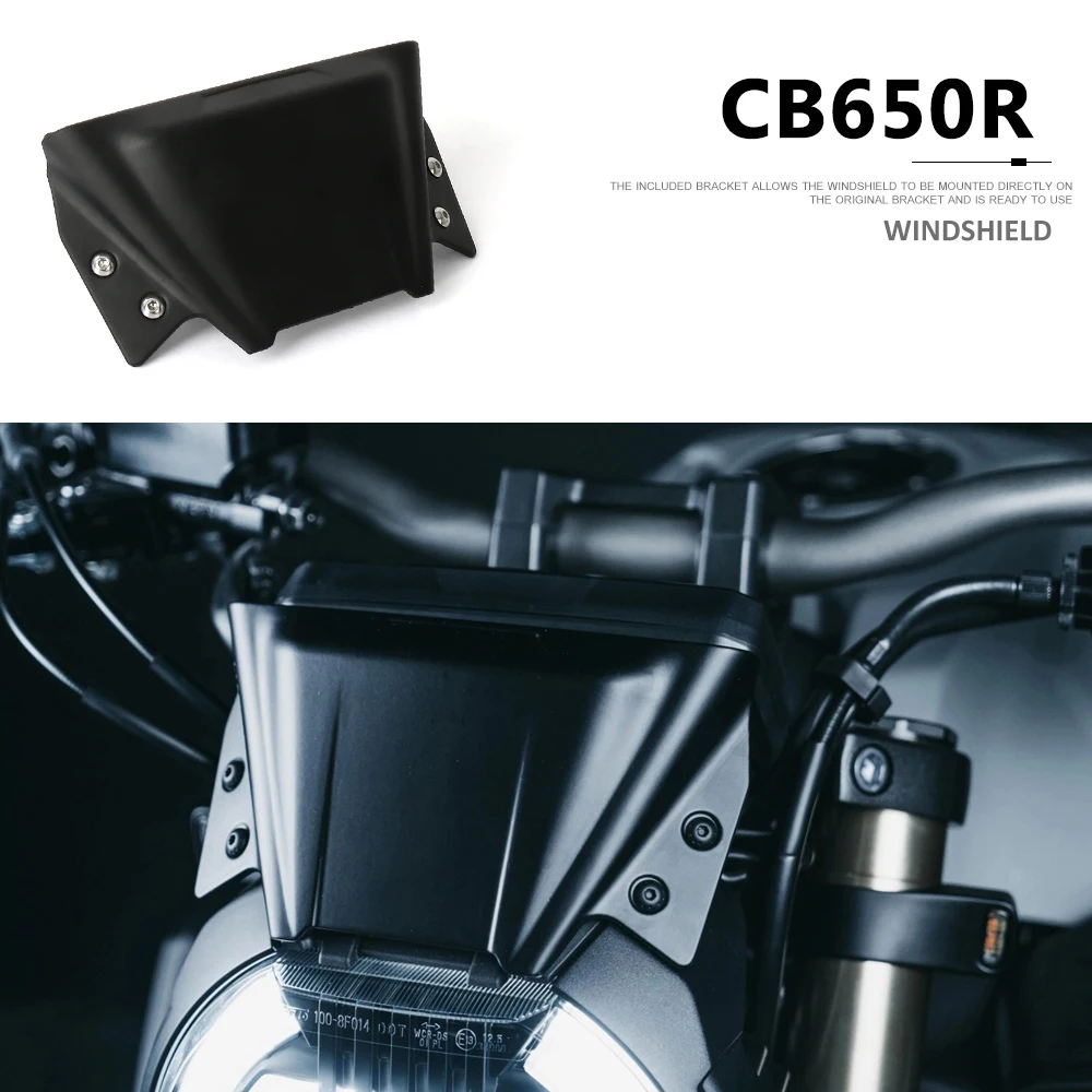 Windshield For Honda CB650R CB 650 R cb650r CB 650R 2019-2023 2022 Motorcycle Windscreen Bracket Set Black Flyscreen Deflector