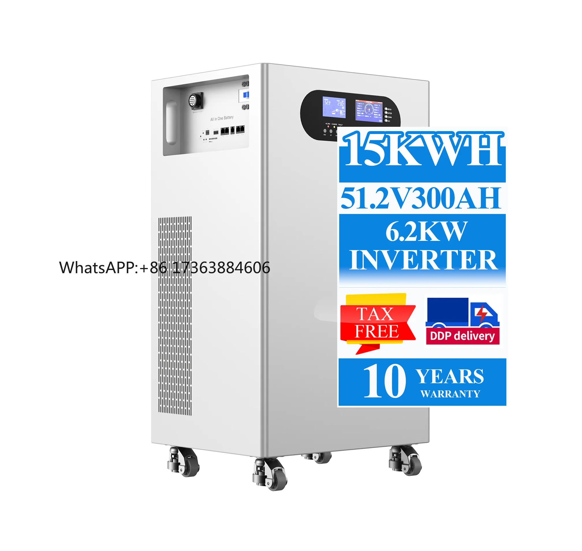 

Avepower 51.2В 280Ач Универсальная аккумуляторная система 15 кВт·ч для дома, литий-железо-фосфатный (LiFePO4) аккумулятор 48В с солнечным инвертором 6.2 кВт