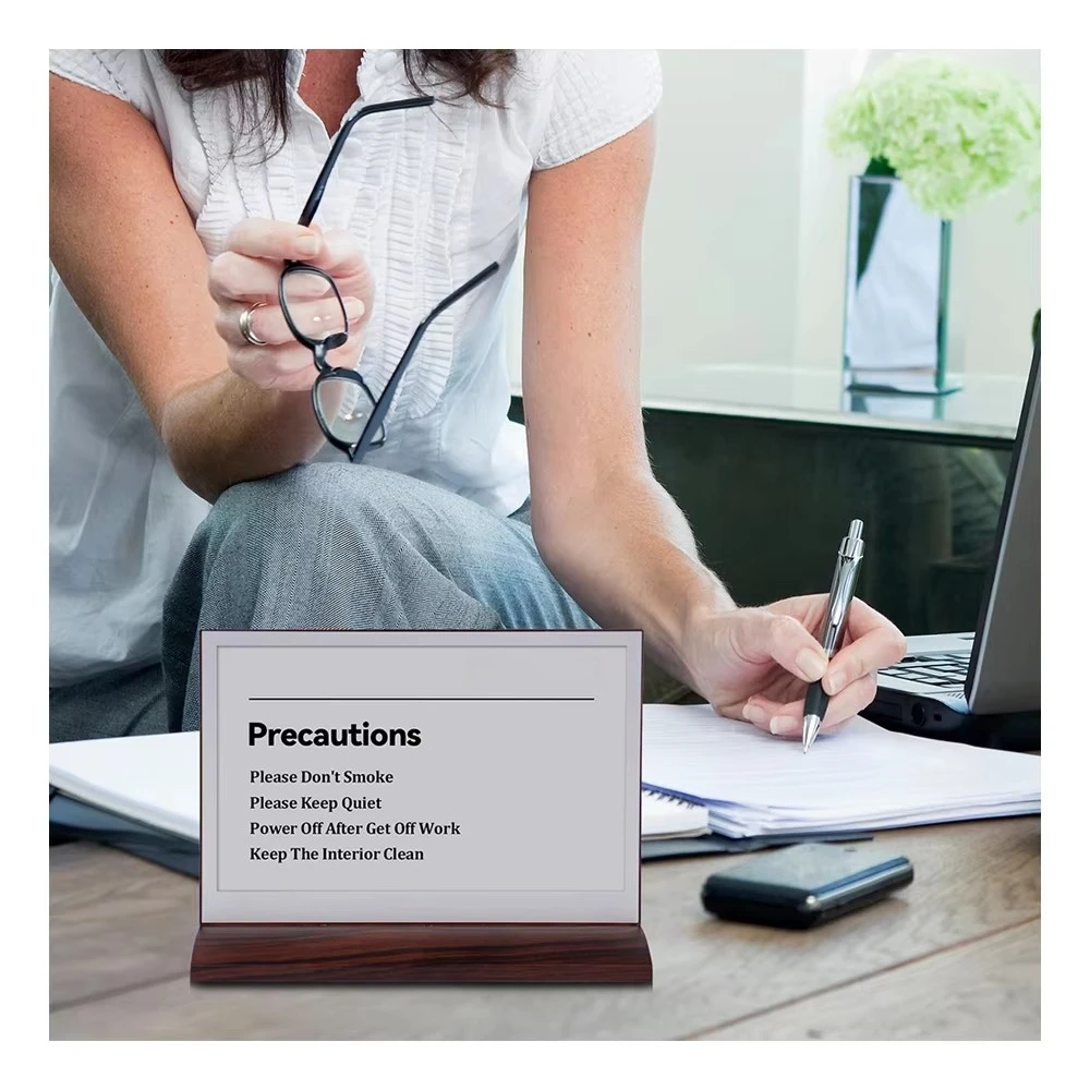 Display Digital Meeting Table Name Signs Stand and Double Side Electronic Table Eink Nameplate for Conference System