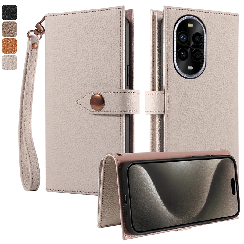 

100% Real leather multifunctional card slot wallet Cover For Huawei nova 13 Pro 13i Flip Magnetic button shockproof phone Case