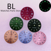 BLIGER 29mm Sunburst Watch Dial Black Blue Green Pink Red Gold Dial Green Luminous Fit NH35 Automatic Movement Replacement Parts