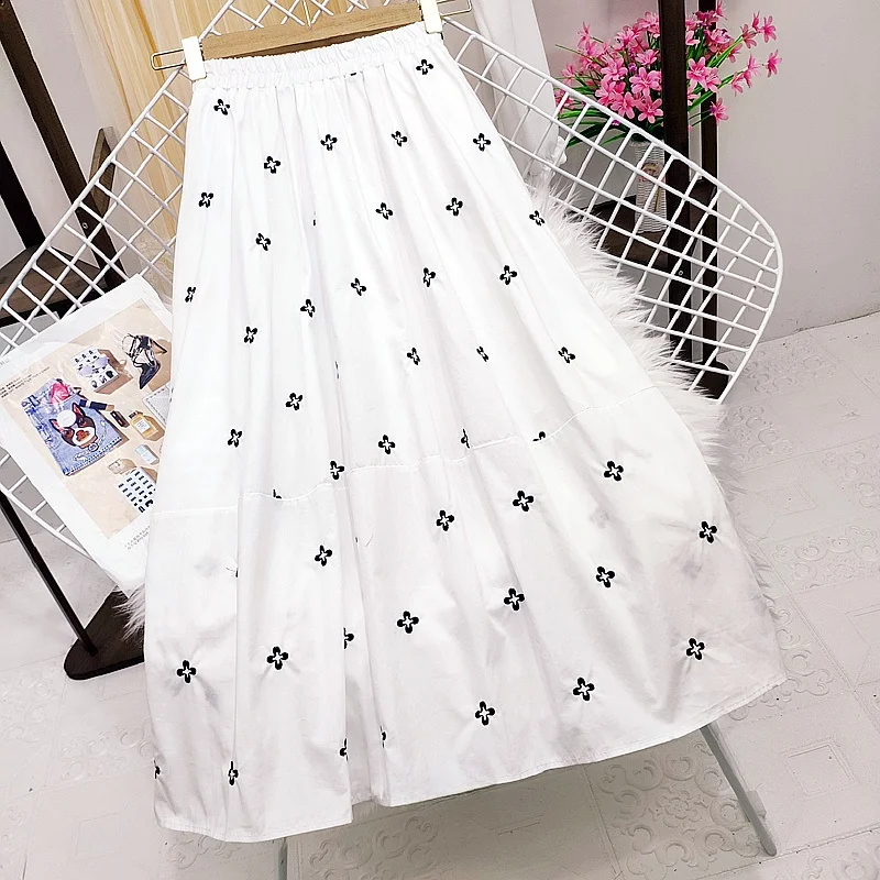 

Spring Summer 2025 New Korean Sle Slimming High Waist Floral f Skirt Women's Versatile mid Length Elastic Waist a Line S...