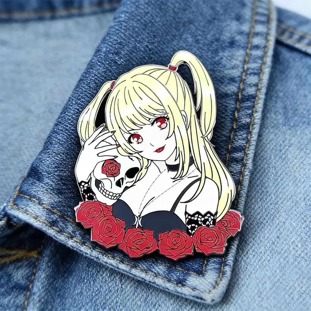 Death Note Misa Amane Enamel Pin Anime Skull Rose Brooch Cute Collectible Lapel Badge Perfect Gift for DN Manga Fans