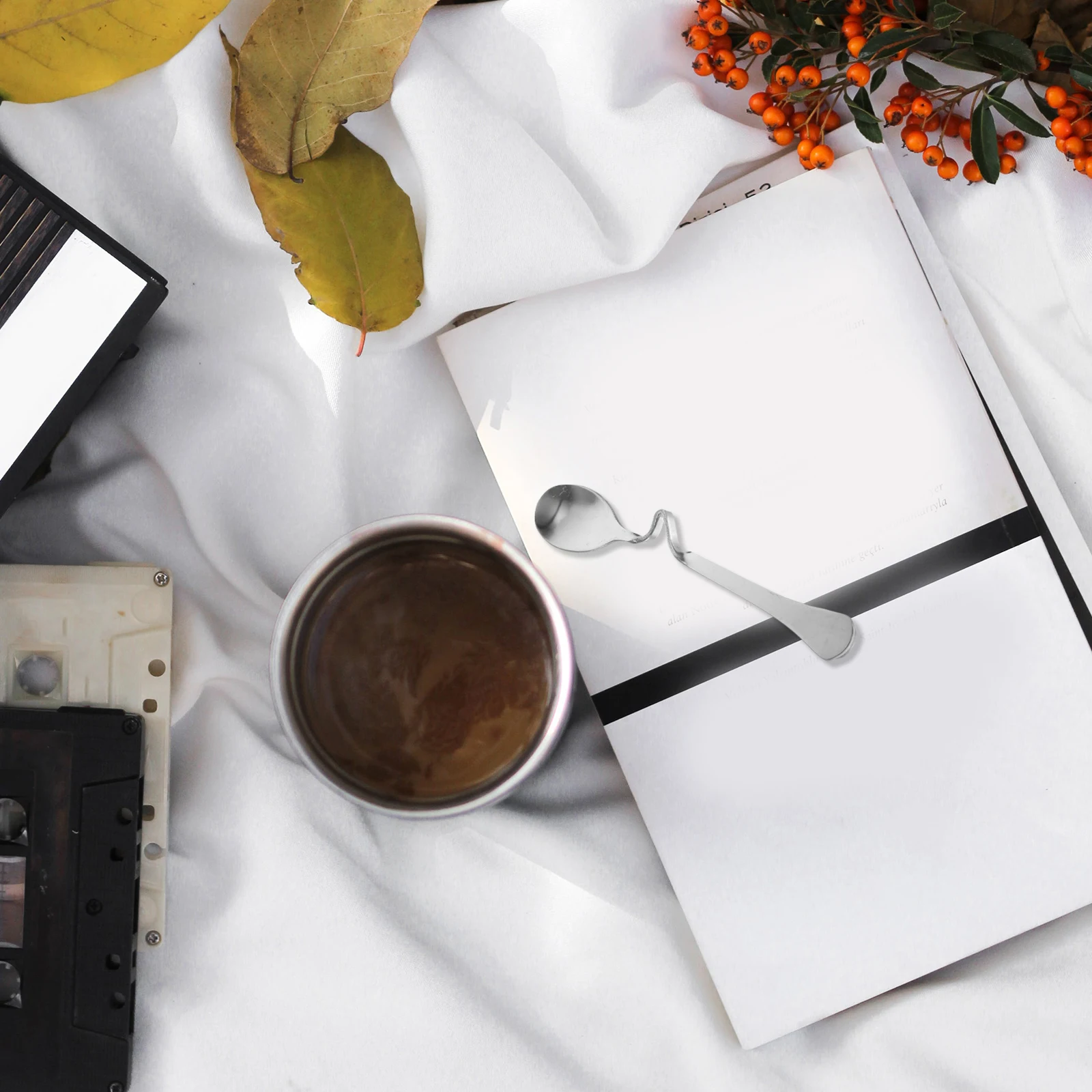 

6Pcs Stainless Steel Coffee Spoon Curved Design for Hanging on Cup Stirring Spoon for Various Beverages