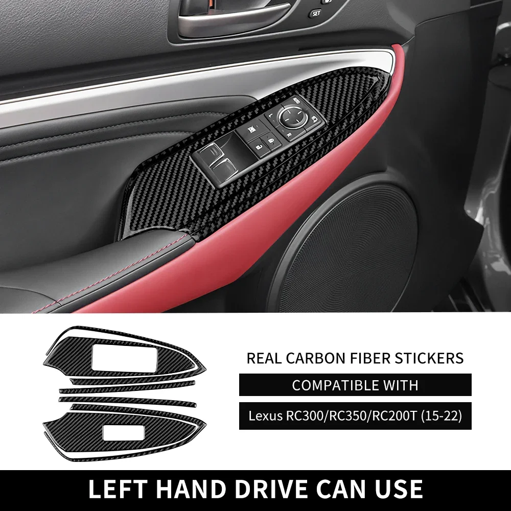For Lexus RC300 RC350 RC200T 2015-2018 2019 2020 2021 2022 2023 2024 2025 Real Carbon Fiber Sticker Window Lift Switch Button