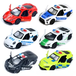 1:43 Die-cast Alloy Police Car Model Children's Toy with Openable Doors and Pull-back Function Simulation Alloy Car Models