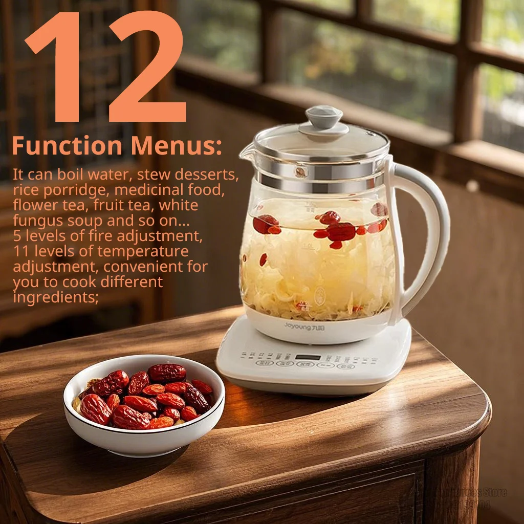 Joyoung Ketel Listrik 1,5L Panci Kesehatan Multifungsi Rumah Tangga Sup Makanan Penutup Teh Suhu Daya Tembak Dapat Disesuaikan DGD1506BQ