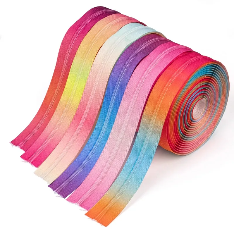 لا. 5 حزمة رمز نايلون ملون 4.5 متر بسحاب 10 رأس سحاب مناسبة للخياطة المنزلية وسحاب بديل DIY