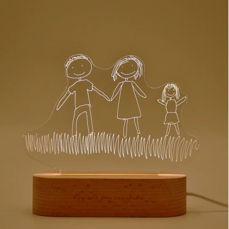 Personalized Photo Kids Drawing 3D Lamp Kids Art Photo Lamp Custom Children Artwork Kids Drawing On Lamp Gift for Kids Parents