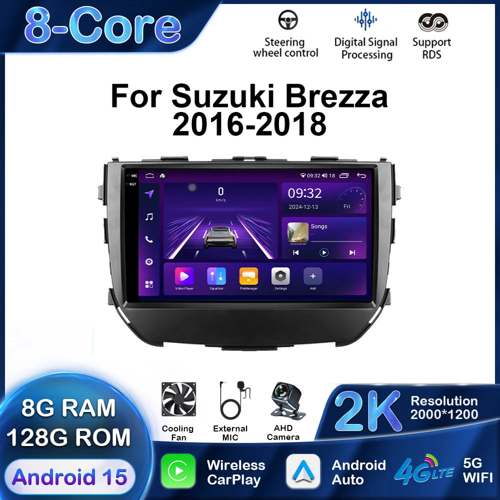 Car Multimedia Player For Suzuki Brezza 2016-2018 Android GPS Navigation Carplay Auto Stereo Radio Stereo DSP 2Din WIFI QLED