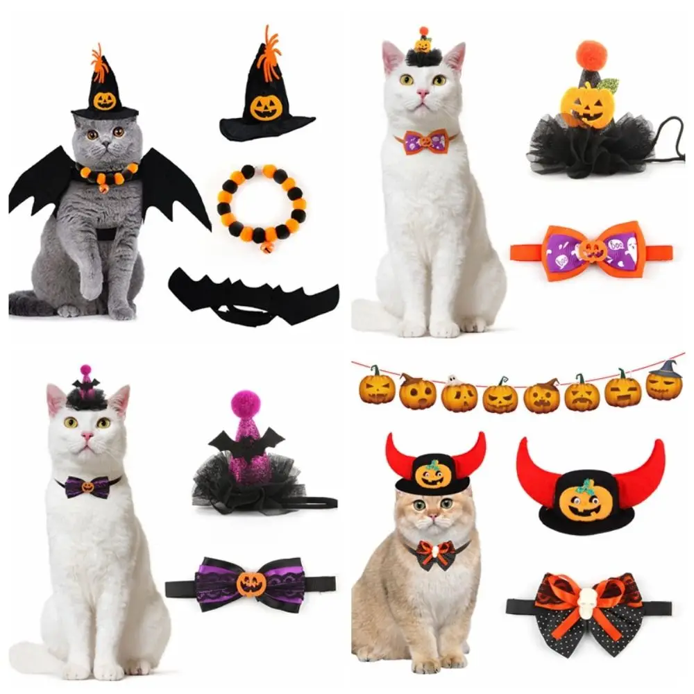 New Halloween Cat Collars Pumpkin Elastic Dog Necklace Kawaii Cute Pet Headwear