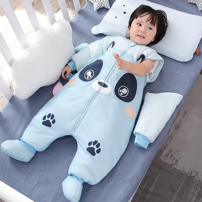 Winter Cotton Baby Cartoon Sleeping Bag With Leg Thicken Long Sleeve Romper Sleep Sack Newborn Wearable Blanket Bedding Set