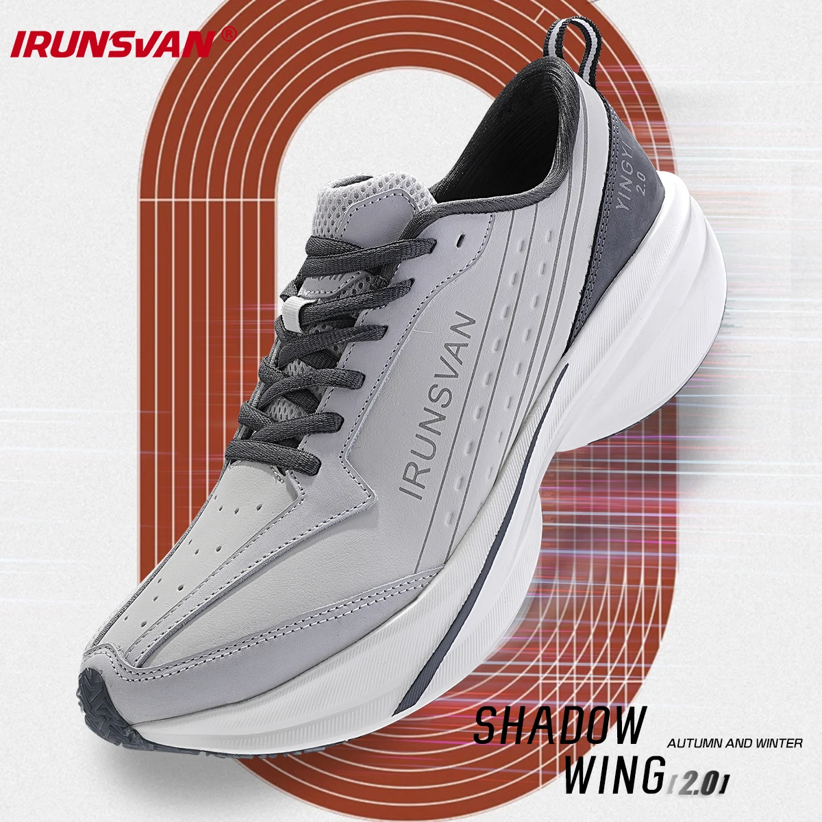 IRUNSVAN SHADOW WING 2.0 [5-15km] Leather upper full-length carbon plate sports shoes winter warm marathon running shoes 24090