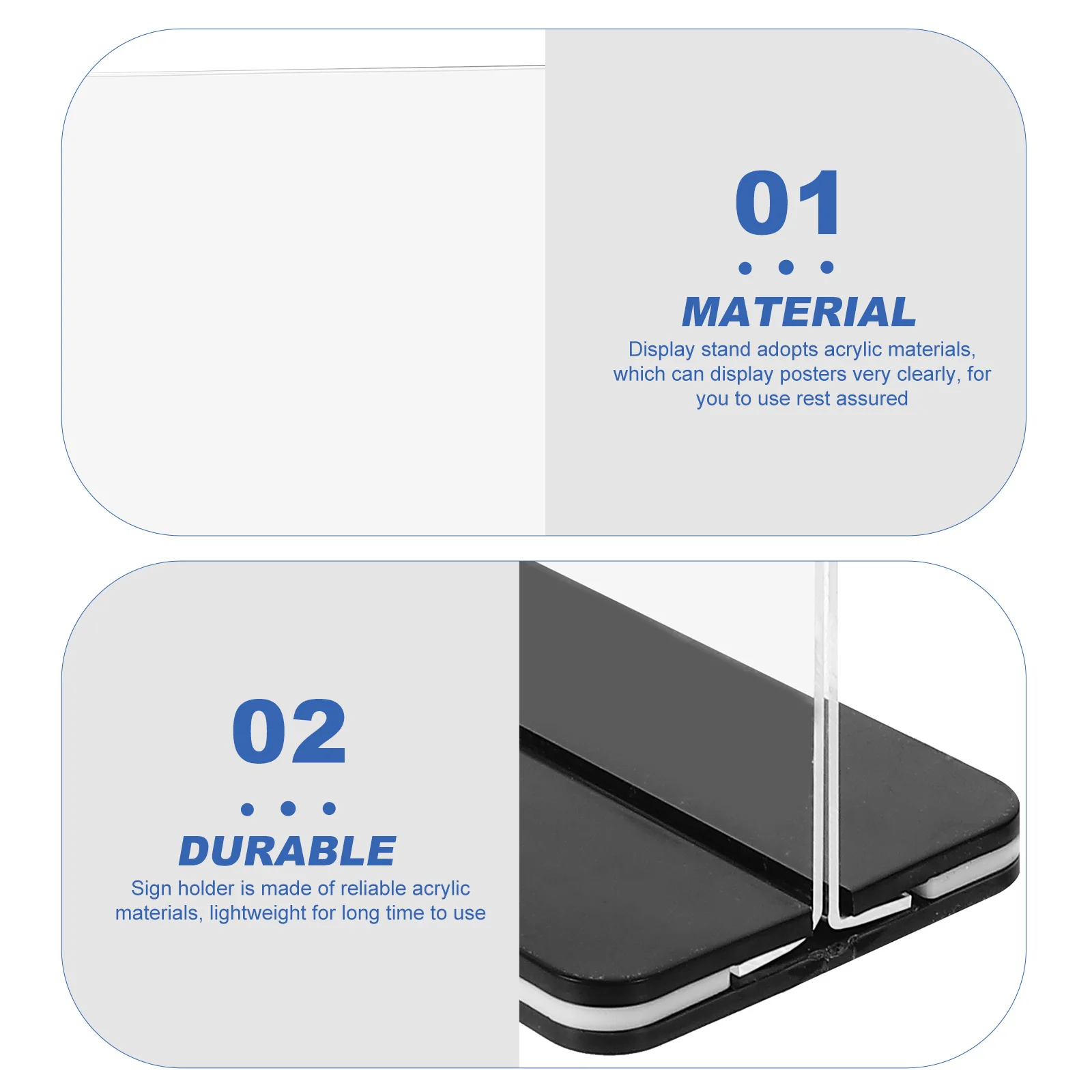 

Acrylic Sign Holder Desktop Display Stand Clear Lightweight Premium Stand Poster Menu Tabletop Vertical Office Accessory Stable