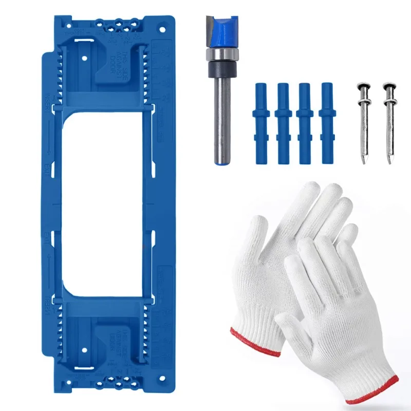 Hinge Jig Hole Drilling Template Set, Door Hinge Installation Locator Kit with Gloves