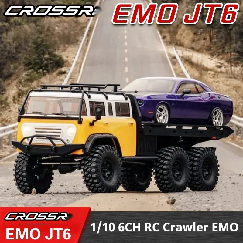 New CROSSRC EMO JT6 RC Car 1/10 6WD Brushed Electric RC Truck 4 Channel RC Van Trailer Model Simulation Lights Toy Truck Gifte