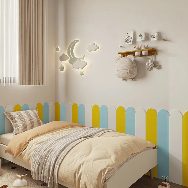 

5pcs 15x60cm Self Adhesive Flax Wall Sticker Anti-Collision Soft Wall Padding for Kids Bedroom Living Room Background Wall Decor