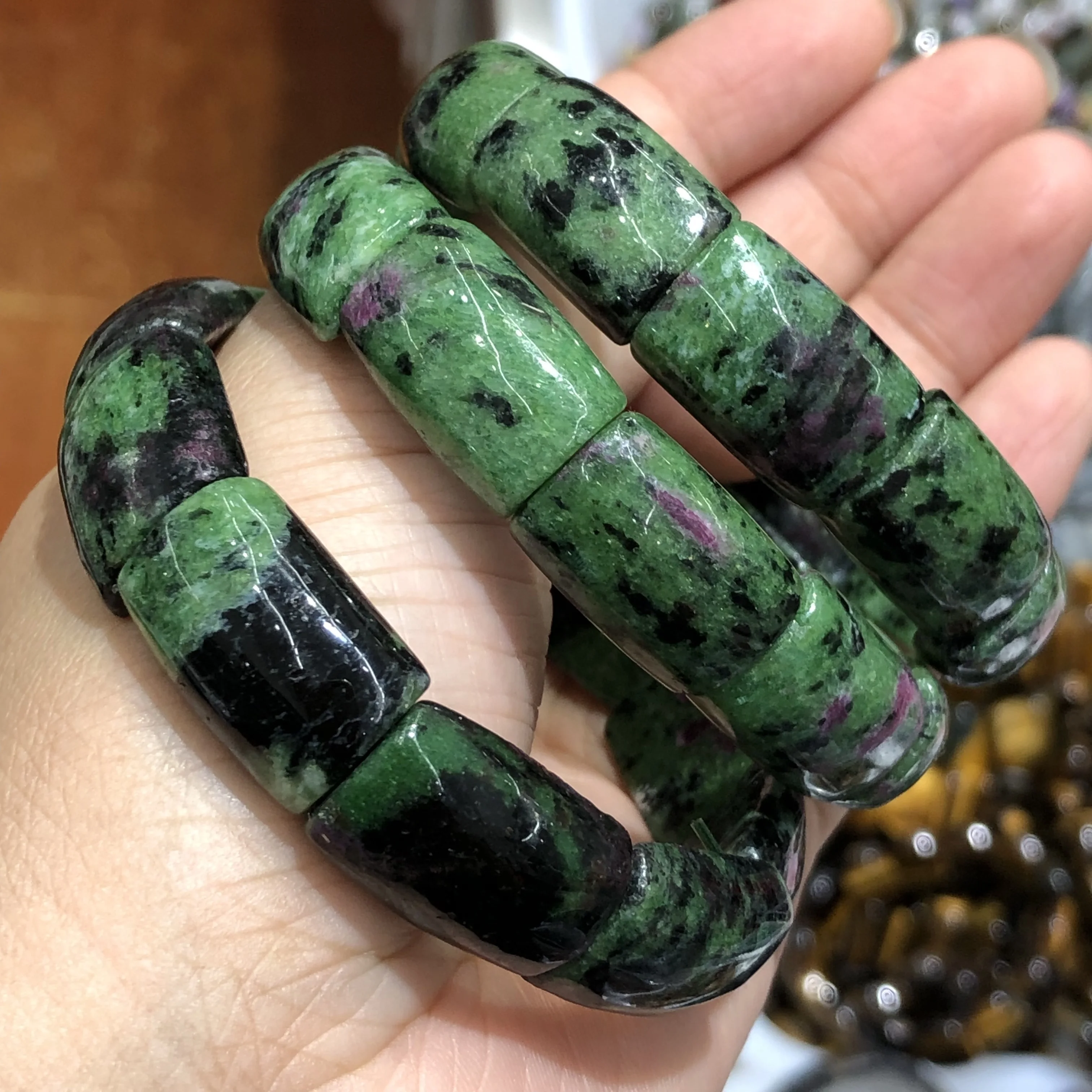 

1 Pc Fengbaowu Natural Ruby Zoisite Bracelet Hand Platoon Bangle Crystal Healing Stone Women Jewelry Gift