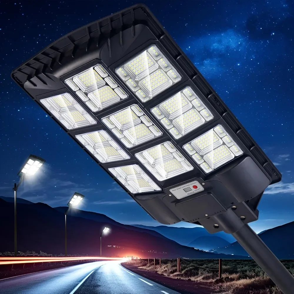 1500W Solar Street Lights Outdoor Waterproof, 200000LM IP66 Parking Lot Light, 7000K Solar Security Motion Sensor Flood Light