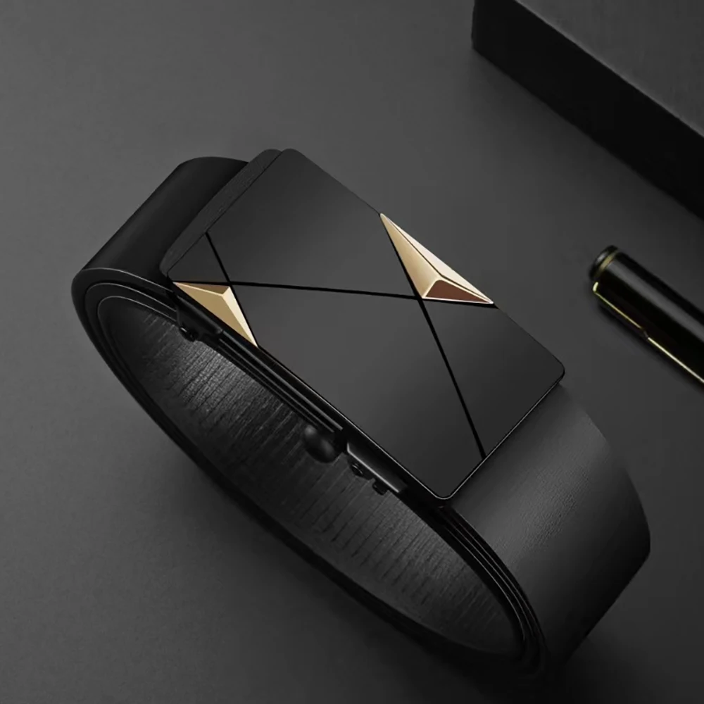 Luxury Fashion Men's PU Automatic Buckle Belt Casual Solid Color Outdoor Adventure Belt To Give Father Gift view 6