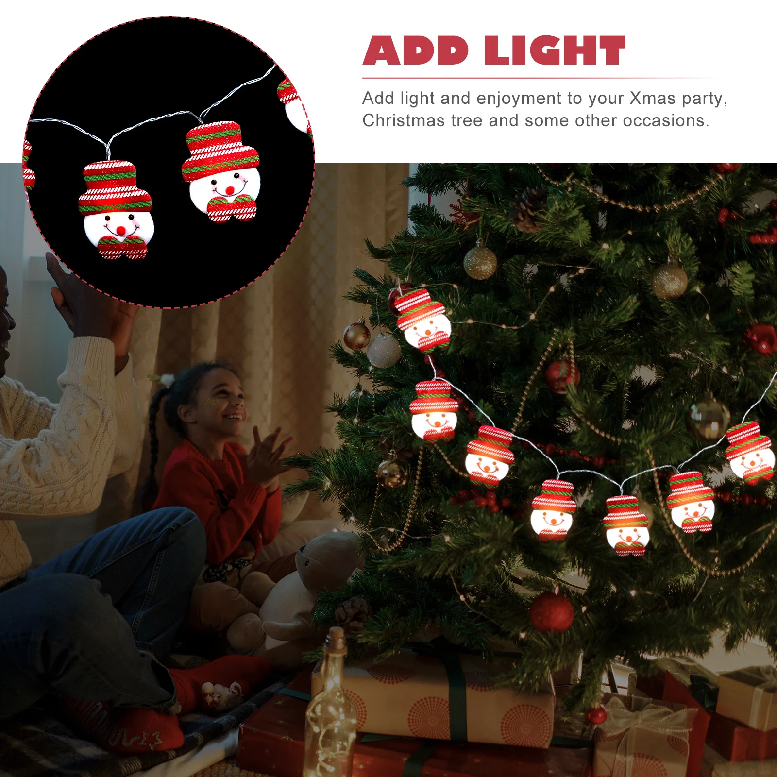 

1Pcs LED Light String Cartoon Design Christmas Tree Decorative Lamp String Xmas Party Festival Light Decor Xmas Decor