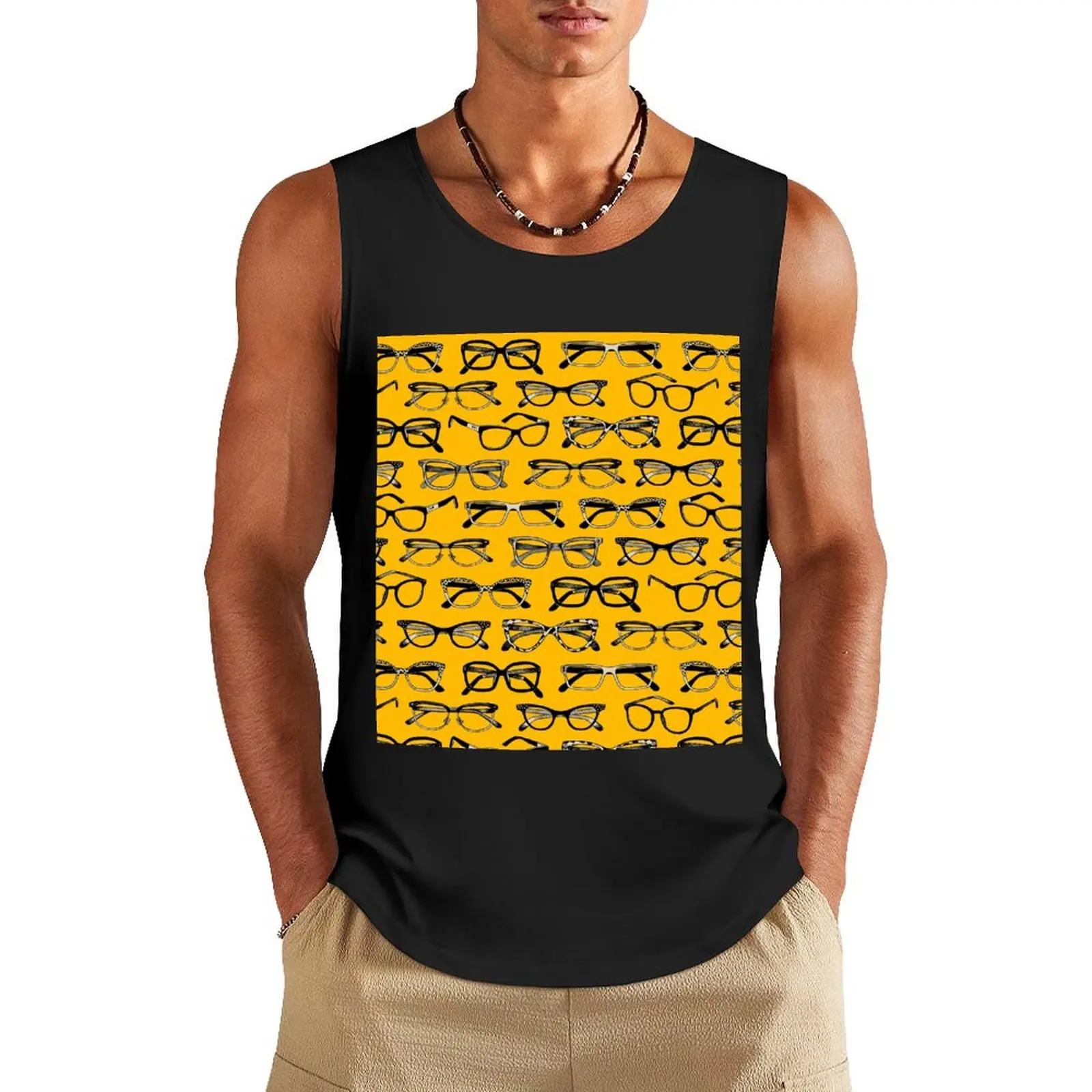 

Yellow Glasses, Eyeglasses, Eyewear Tank Top sports t-shirts for men anime t-shirts Men's sleeveless gym shirts