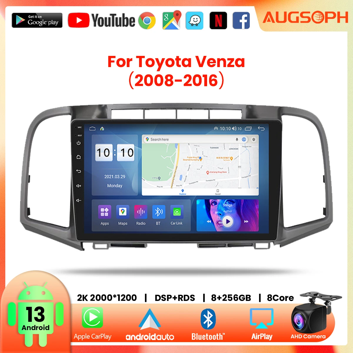 

Android 13 Car Radio for Toyota Venza 2008-2016, 9inch 2K Multimedia Player with 4G Car Carplay & 2Din GPS Navigation.