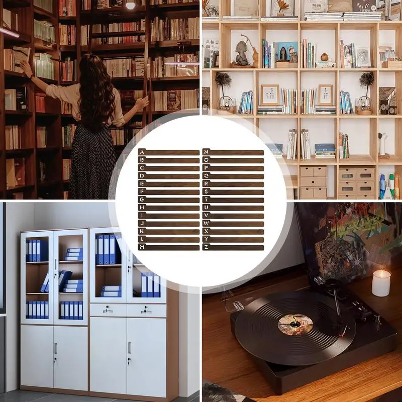 การ์ดดัชนีตัวอักษร lp/c D 26ชิ้นตัวคั่นไวนิลแท็บจัดหมวดหมู่ตัวอักษรการ์ดไม้แนวตั้ง