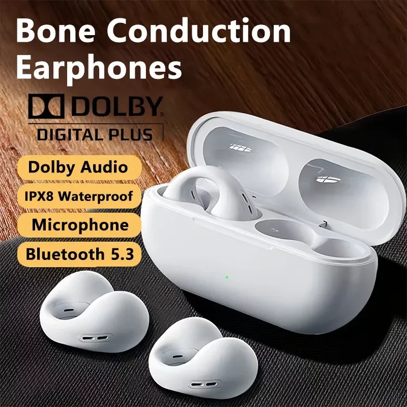 NEW Bluetooth 5.3 Wireless Bone Conduction Headphones T75 Clip Ear Music Noise Canceling Headset HD Call Sports Gaming Earphone