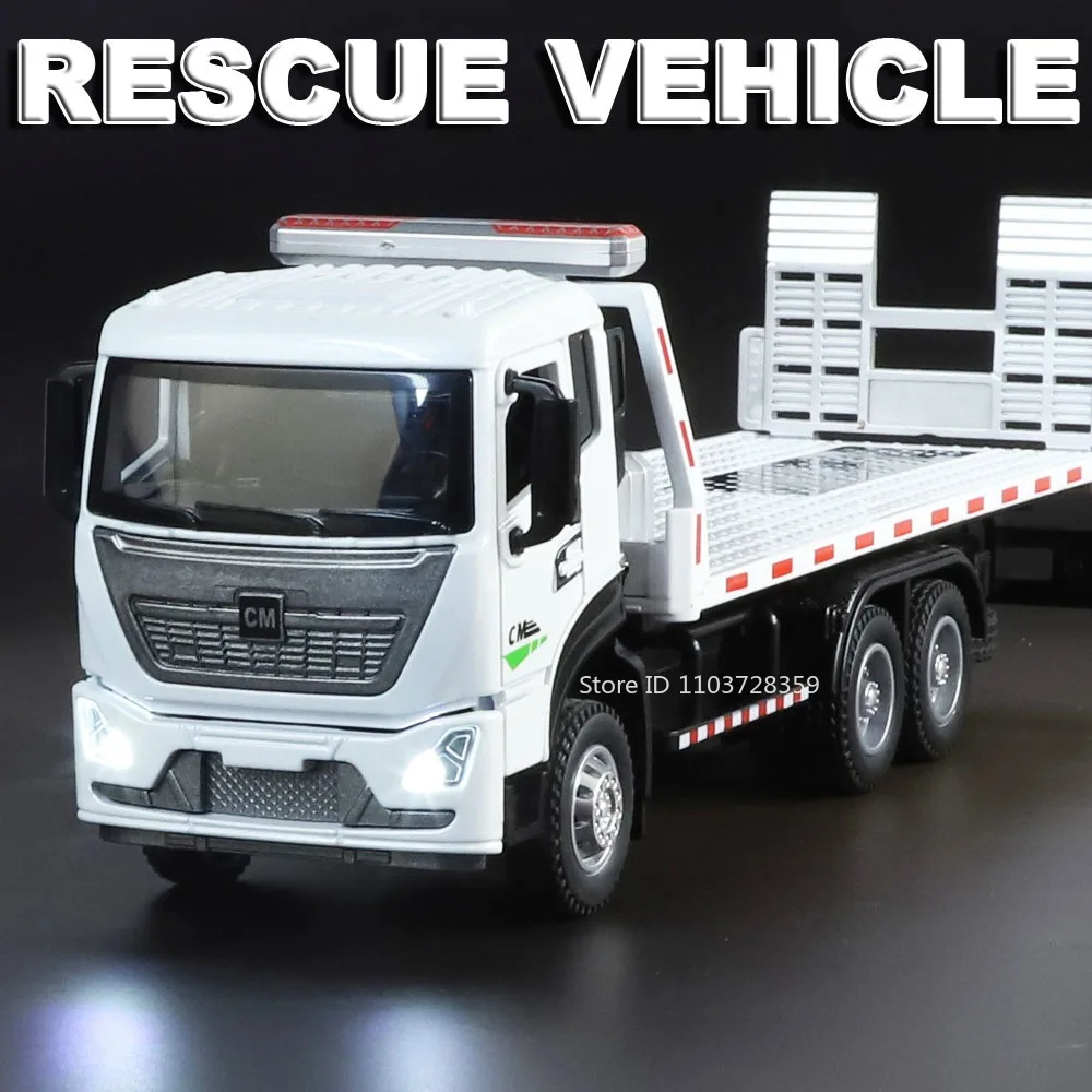 

1:32 Road Rescue Vehicle Toy Models Metal Diecast Dump Trucks Sound Light Doors Opened Pull Back Engineering Cars for Boys Gifts