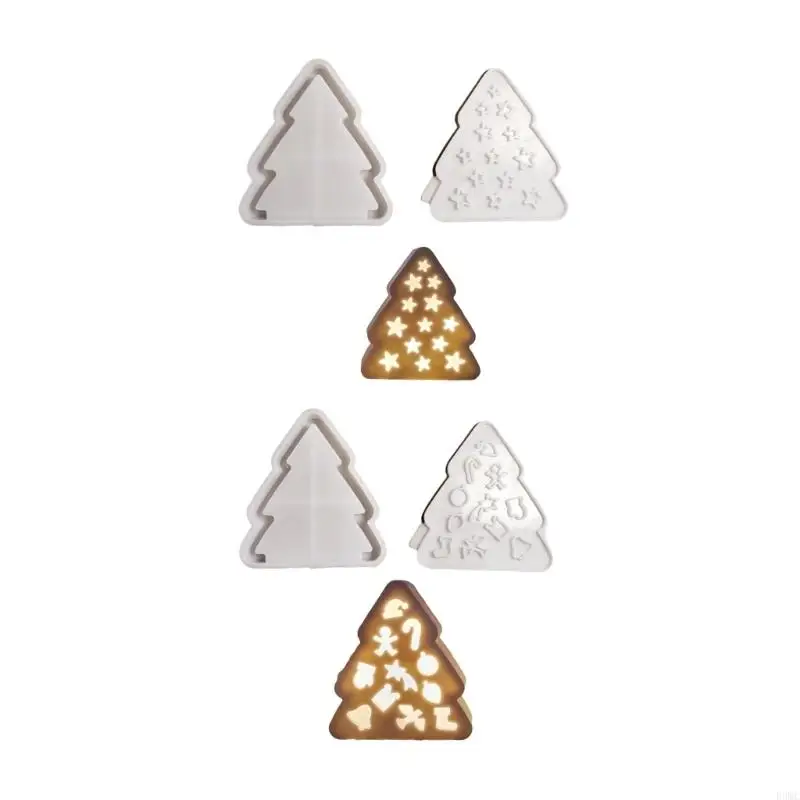 R3MC 2Pieces Silicone Mold Christmas Tree Base Easy Demolding Moulds for Craft