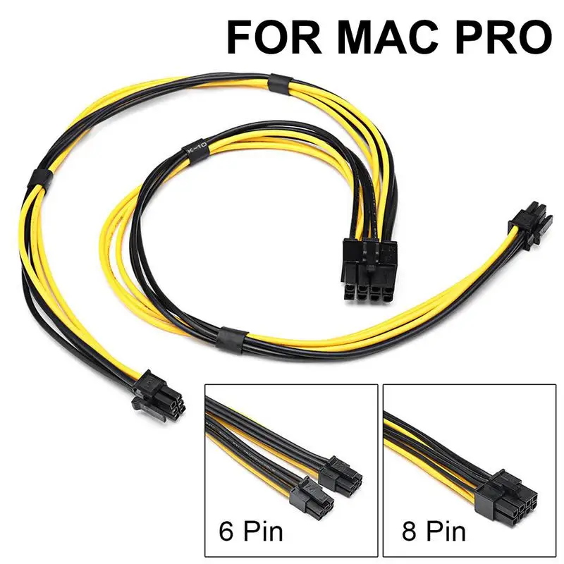 37cm Video Card Graphics Card 18AWG Dual Mini 6 Pin to 8 Pin Male PCI-E Power Cord ForMac Pro