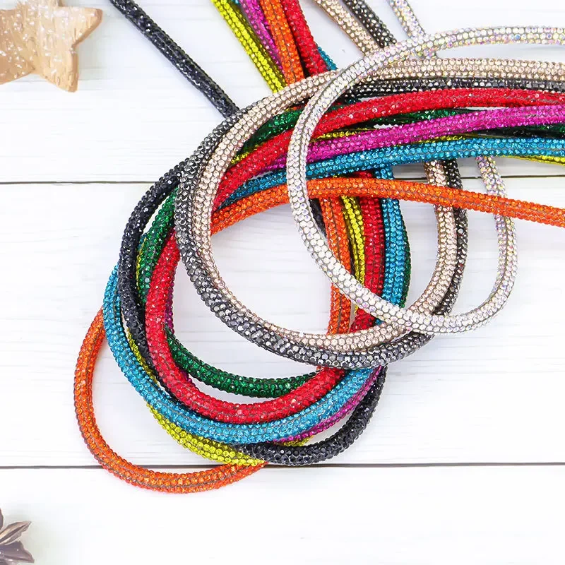 10Yards Rhinestone Cord 4MM Bags Shoes Costume Thread Gift Accessory DIY Crafts Crystal Rhinestone Rope 6MM Cotton String Ribbon