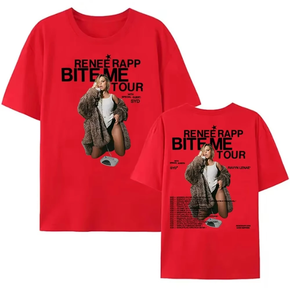 Reneé Rapp Bite Me Tour 2025 T-shirt Summer Short Sleeve Men Tshirts Singer Graphic Printing T Shirt O-neck Fashion Women Tee