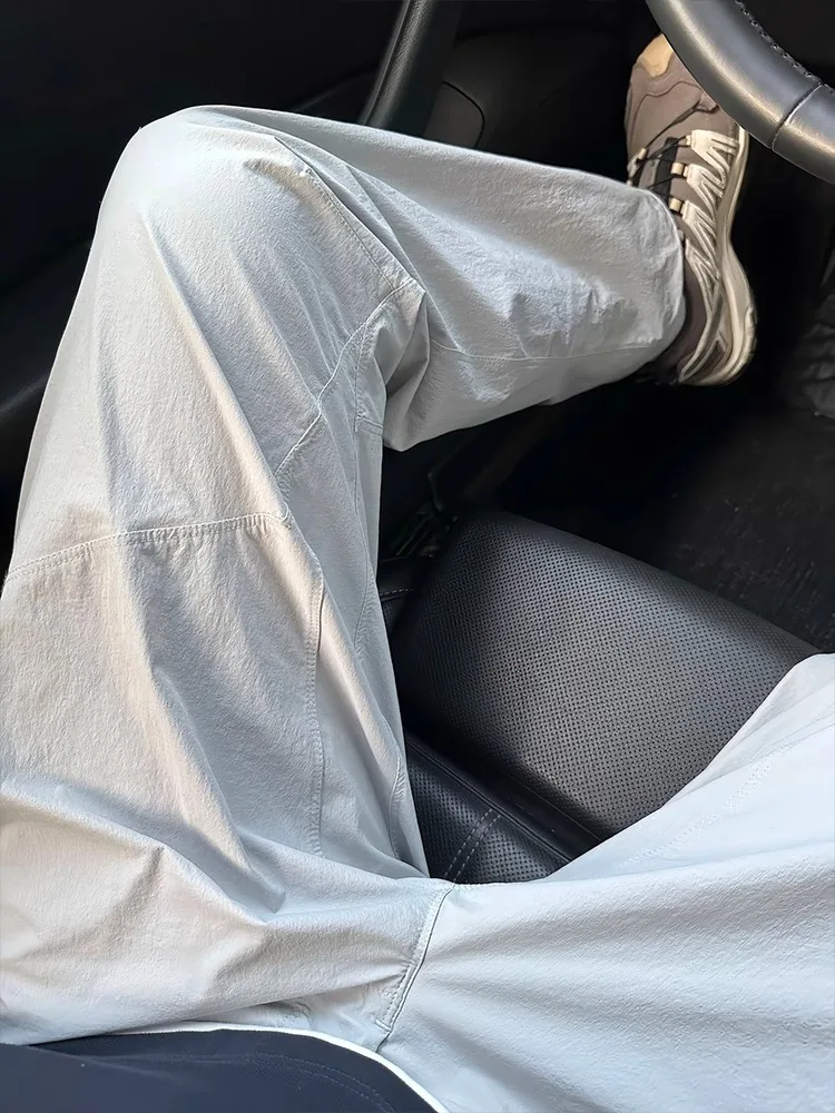 

Белые мягкие мужские летние тонкие повседневные брюки, свободные прямые брюки для отдыха, Qui Dry, спецодежда, карго orts