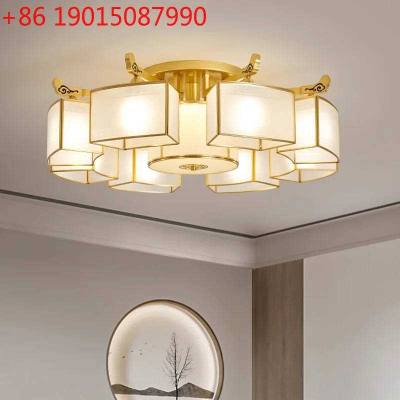 

New Chinese-style all-copper living room main light modern simple atmosphere dining room light luxury bedroom room chandelier