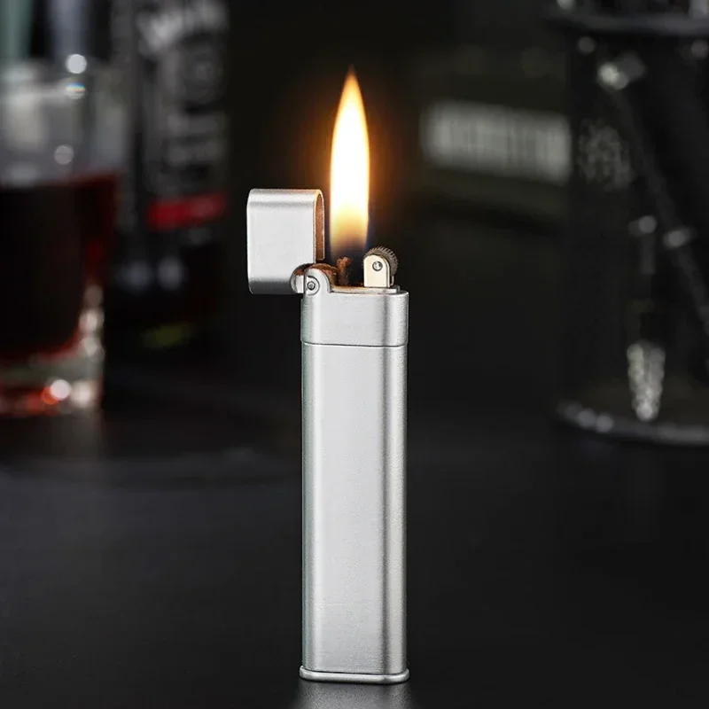 Metal Mini Slim Ultra Thin Kerosene Lighter Can Be Loaded Into Cigarette Box Easy To Carry Smoking Accessories Gadgets For Men