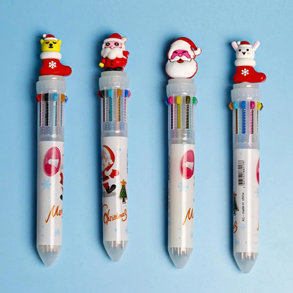 Cute Ballpoint Pen Plastic Ballpoint Pen Christmas Ballpoint Pen Set 10 Cute Cartoon Santa Claus Elk Designs Gift for Kids