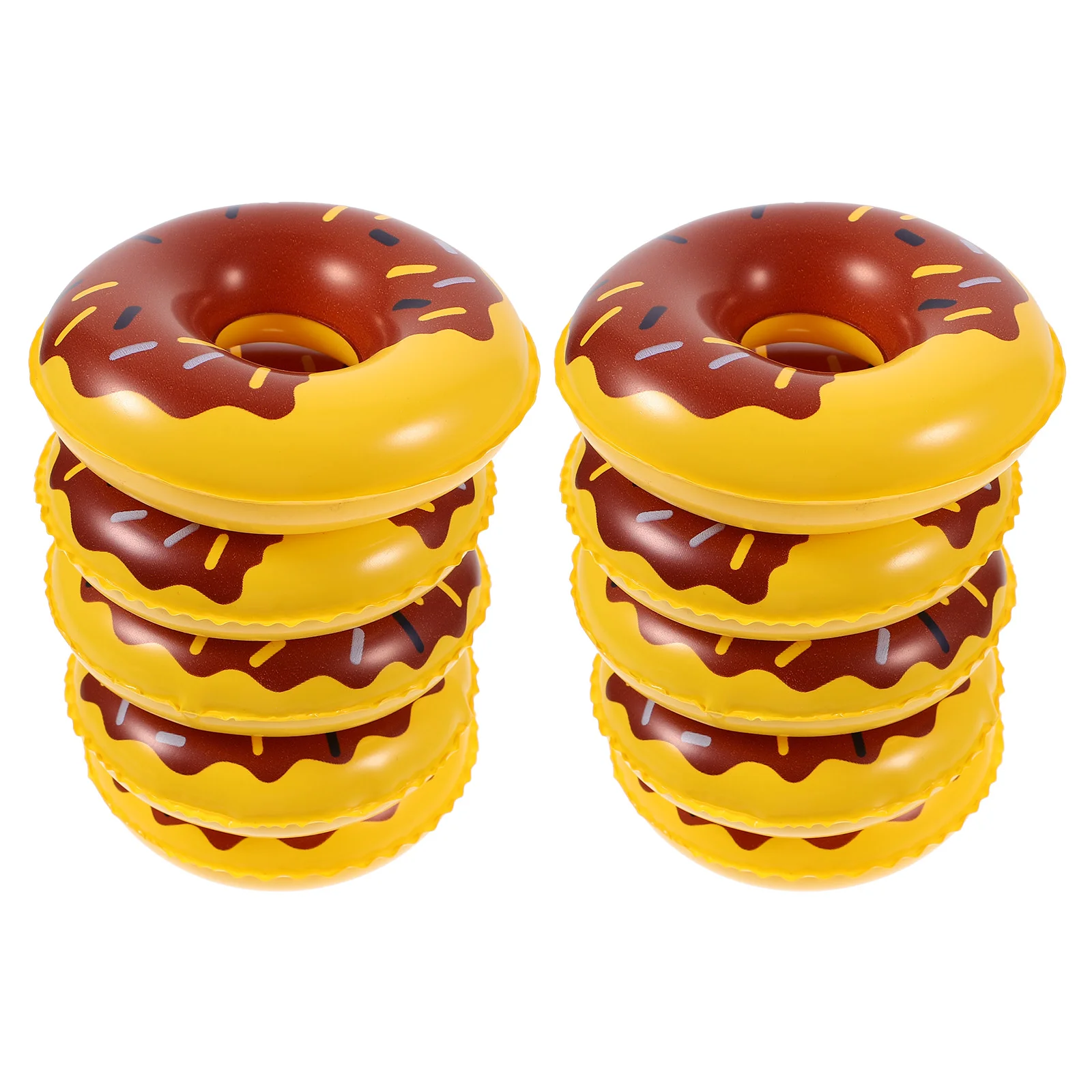 

10 Pcs Donut Mini Swim Ring Pool Party Cartoon Plastic Kiddy Simulated