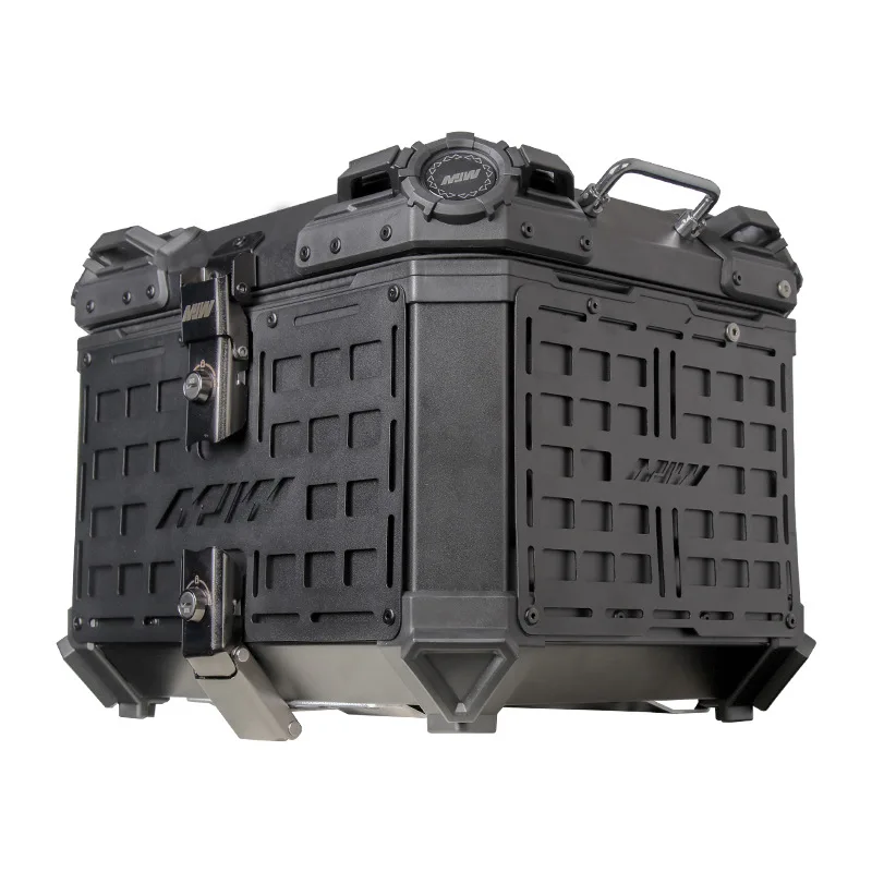 

45L Motorcycle Aluminum Alloy Trunk Portable Quick Removable Portable Electric Vehicle with Baseplate Black Trunk