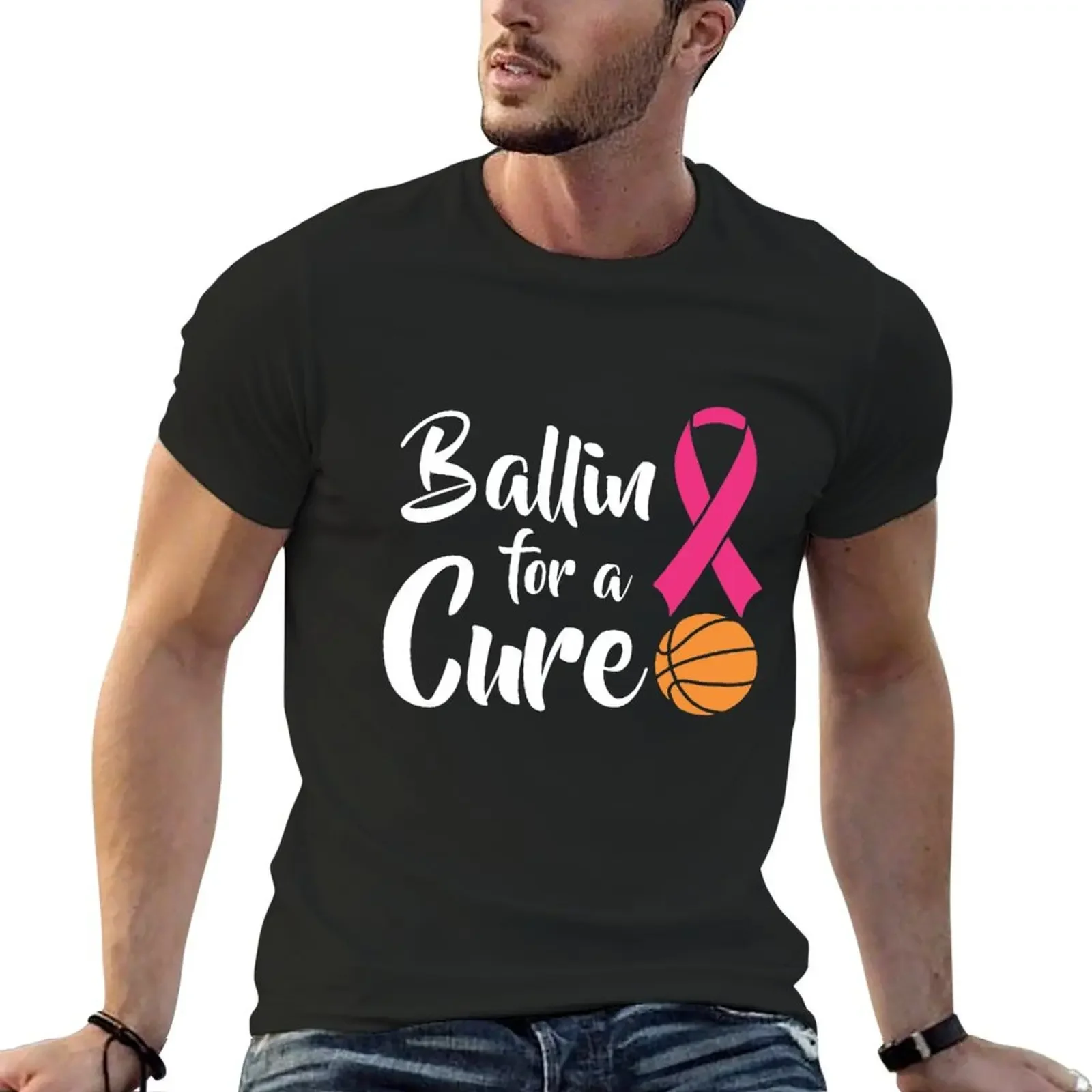 Ballin For A Cure Basketball Breast Cancer Awareness T-Shirt for a boy essential t shirt slim fit t shirts for men