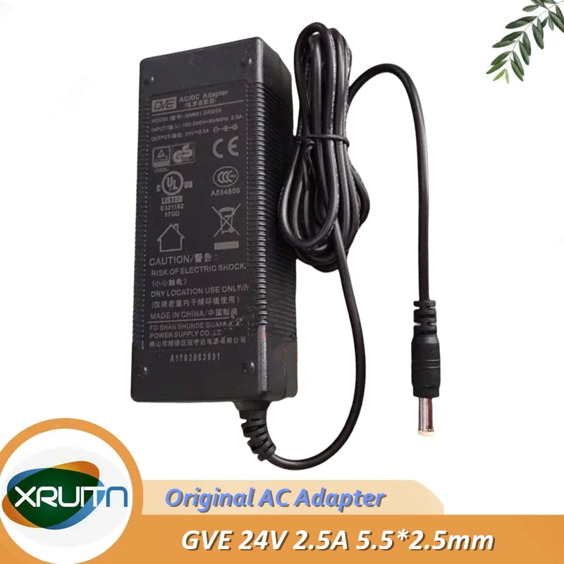 

Genuine GVE GM601-240250 24V 2.5A 60W AC/DC Adapter Charger 5.5*2.5mm For GM60-240250-F Power Supply