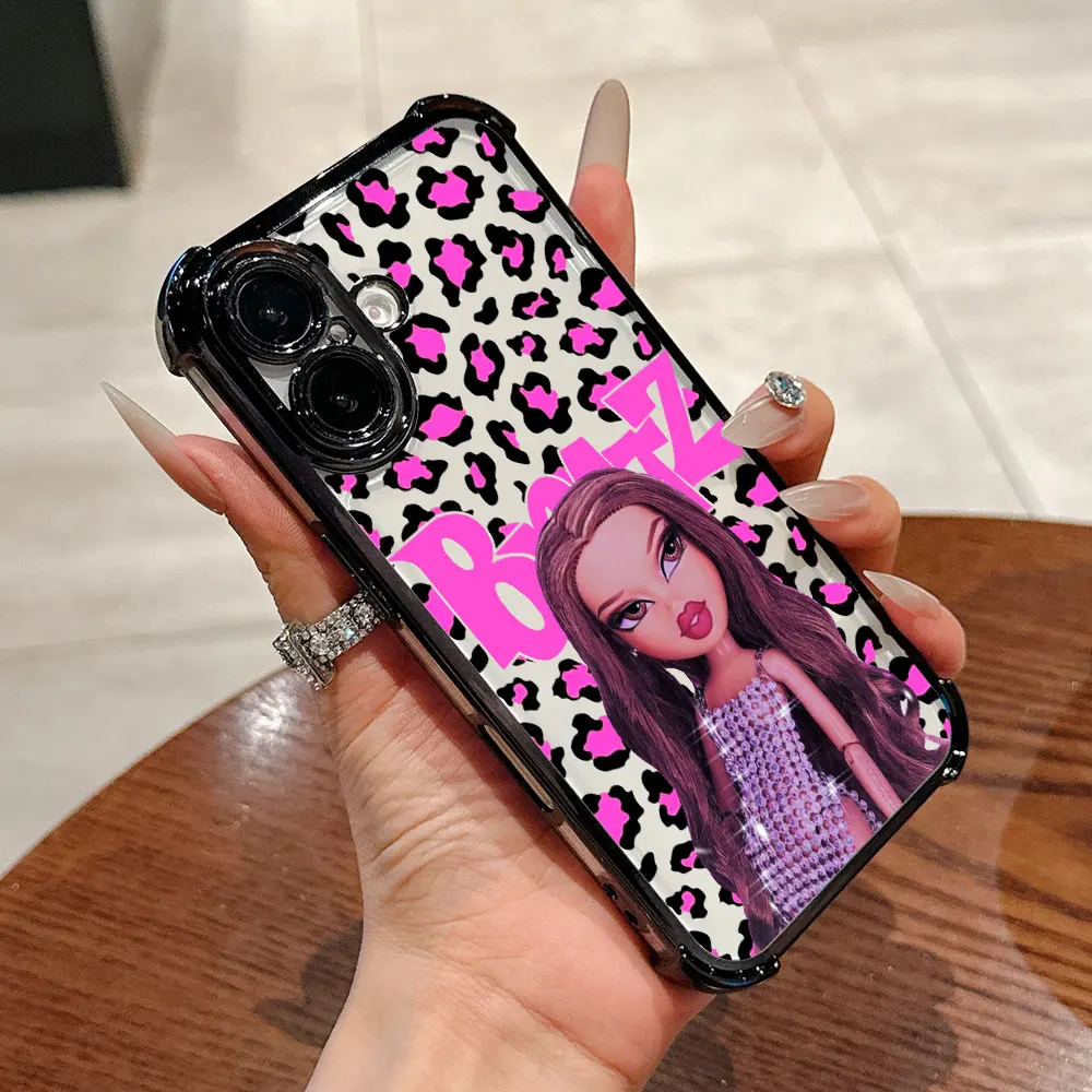 Pink Bratzs Disney Luxury Shockproof Case For iPhone 17E 17 16 Pro 15 14 13 12 11 Pro Max 17 Air 16 E Plus Silicone Phone Cover